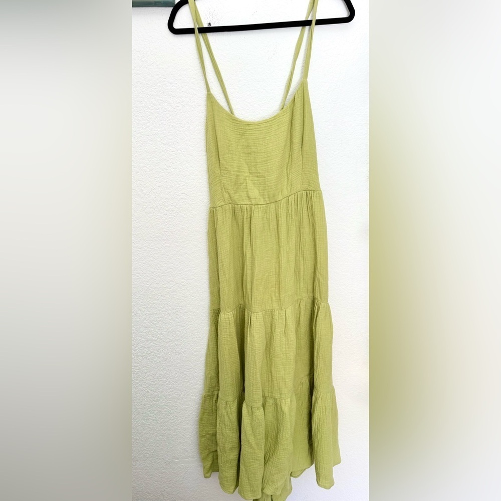 Solai Cotton Gauze Tiered Lace Up Back Maxi Dress